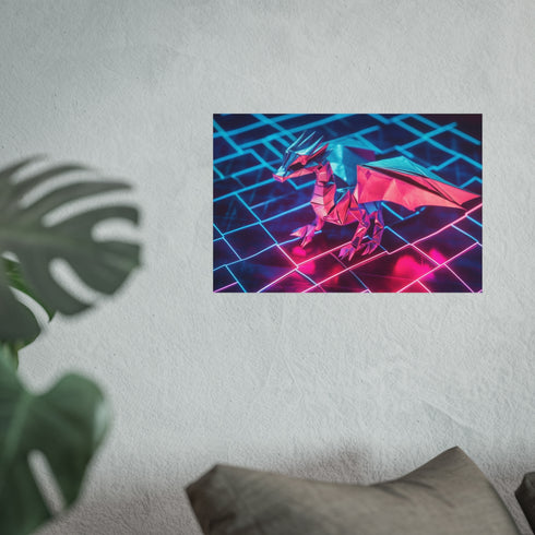 Buy Origami Dragon Neon Poster