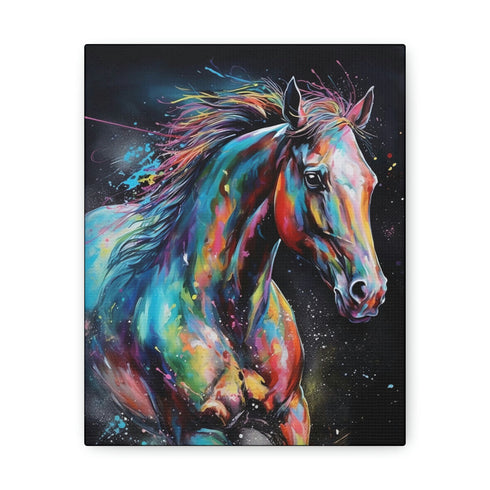 Galloping horse canvas print, vivid high-quality image, equestrian decor.