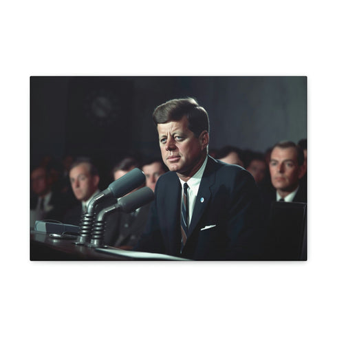 JFK style pet portrait canvas in 8" x 10", 1.25" thickness.