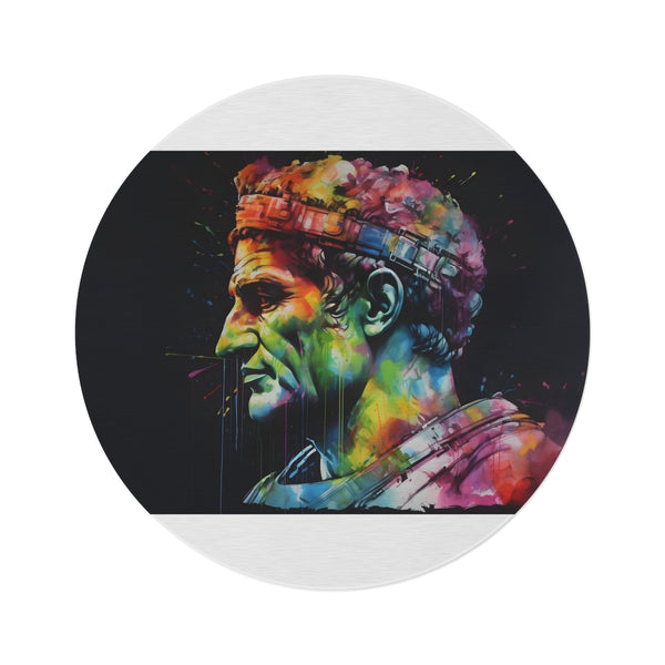 "Caesar Watercolor Neon Round Rug: Vibrant, Eye-Catching Design"