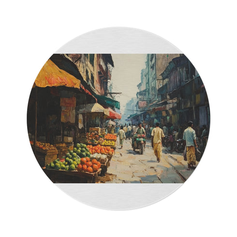 Calcutta Cityscape Round Rug