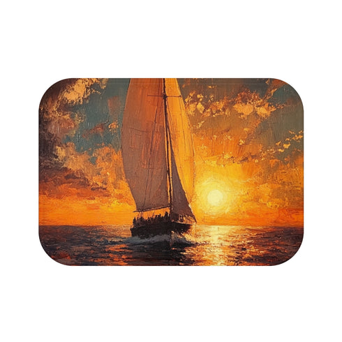 "Calm Horizon Vintage Bath Mat"