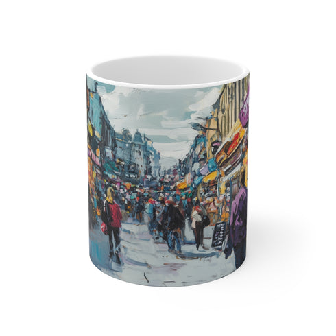 "Camden Market London Mug: Vibrant Street Scene"