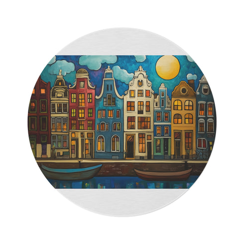 "Canal-inspired Amsterdam Round Rug"