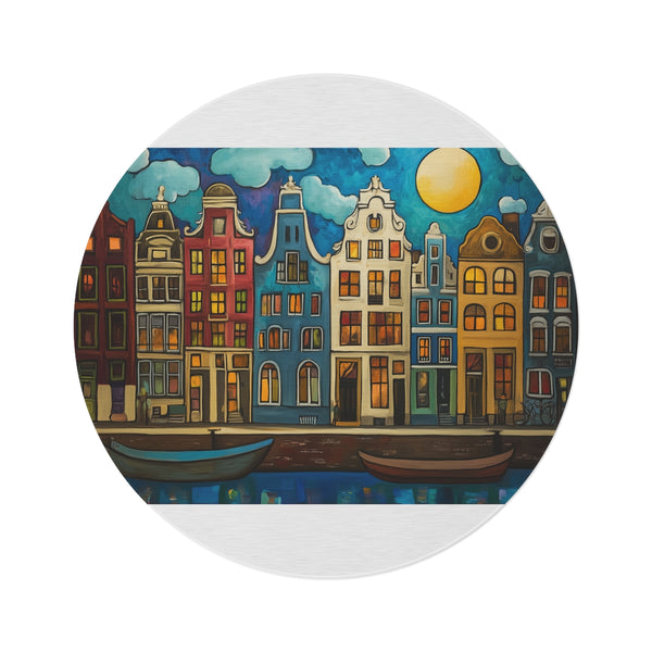 "Canal-inspired Amsterdam Round Rug"