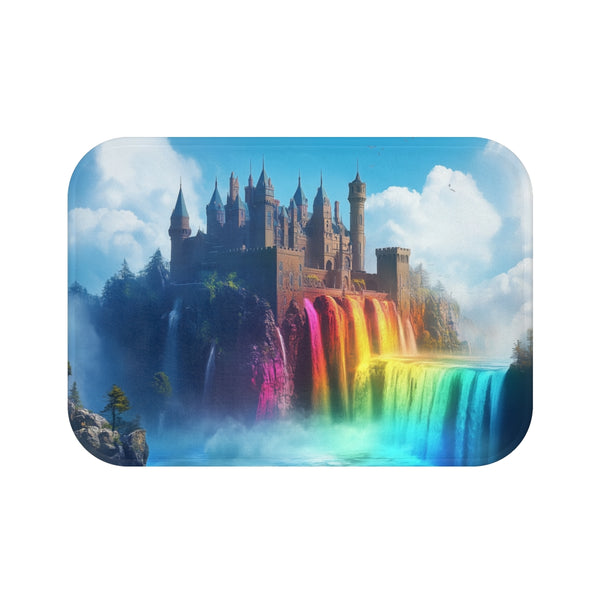 Castle-Themed Bath Mat with Rainbows