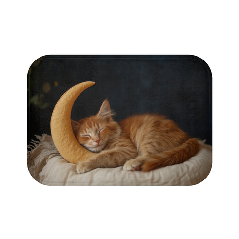 Cat Crescent Moon Bath Mat