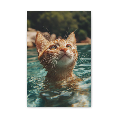 "Cat Dives into Crystal Waters"