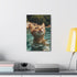 Cat diving into crystal-clear waters canvas print. Ocean beauty captured.