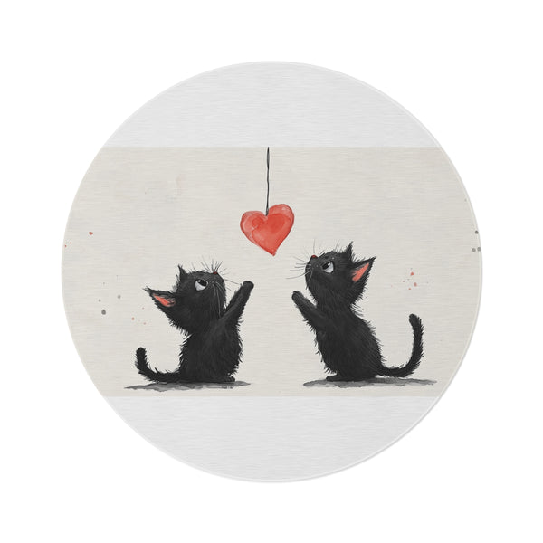 "Catch Me if You Can: Black Cat Round Rug"