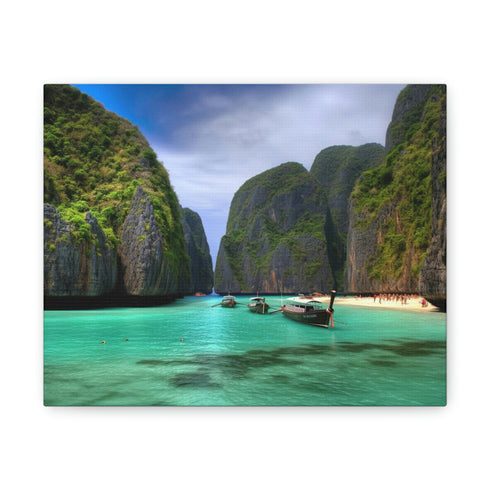 Escape to paradise with stunning canvas art featuring Maya Bay.