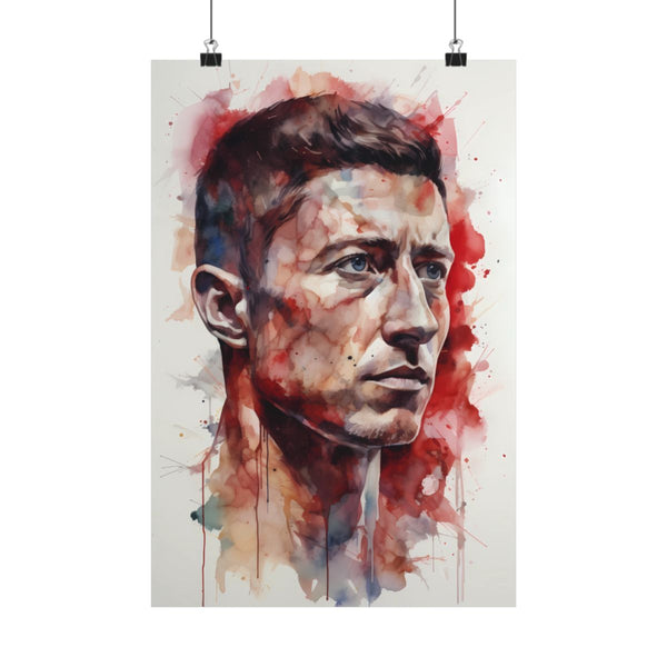 Celebrate football excellence with our Striker Supreme Lewandowski Poster,