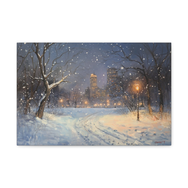 "Central Park Glows Under Snow"