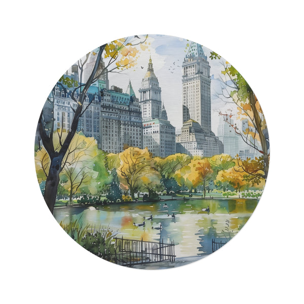 "Central Park Nature-Inspired Round Rug"
