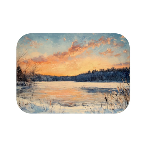 Central Park Snow Luxury Memory Foam Bath Mat - Top View