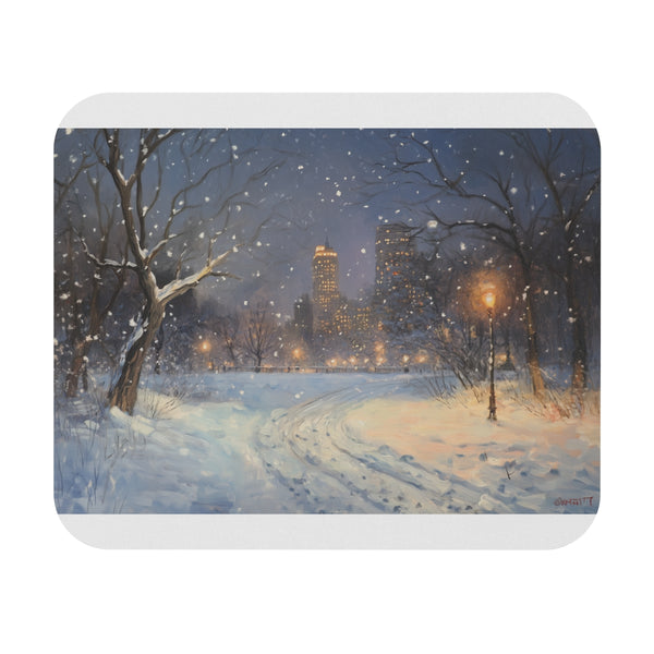 Central Park Snow Night Mouse Pad