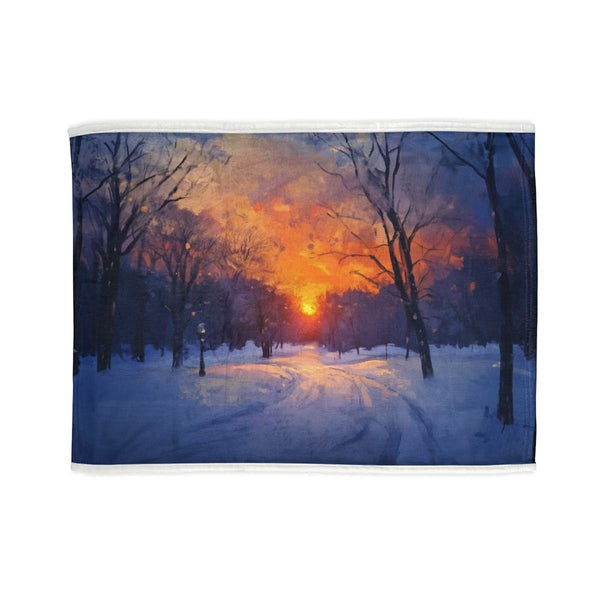 Central Park Snow Sunset Bed Cover