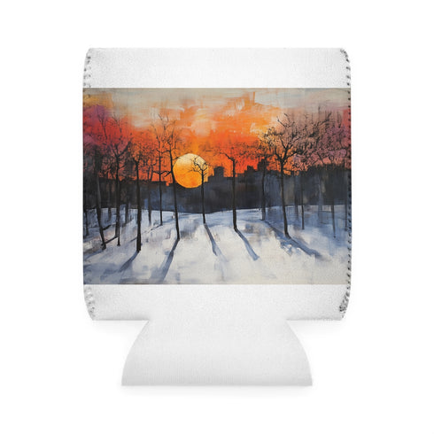 Central Park Snow Sunset Can Cooler