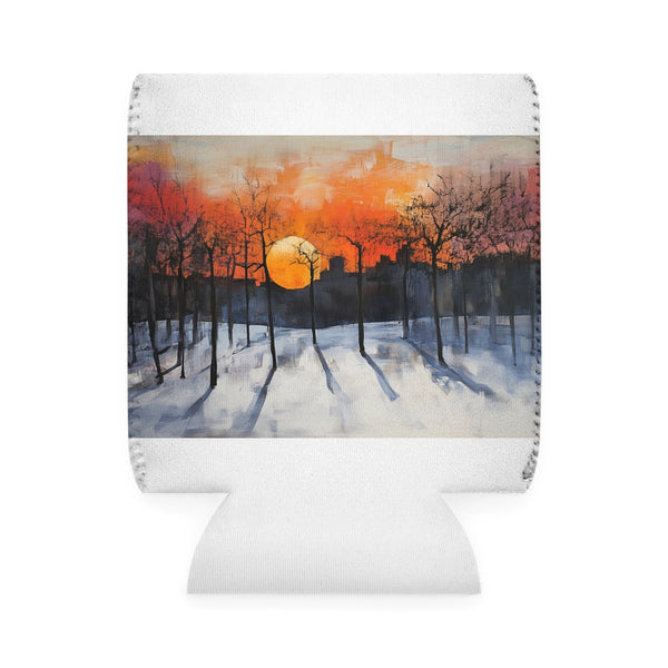 Central Park Snow Sunset Can Cooler