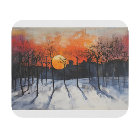 Central Park Snow Sunset Mouse Pad