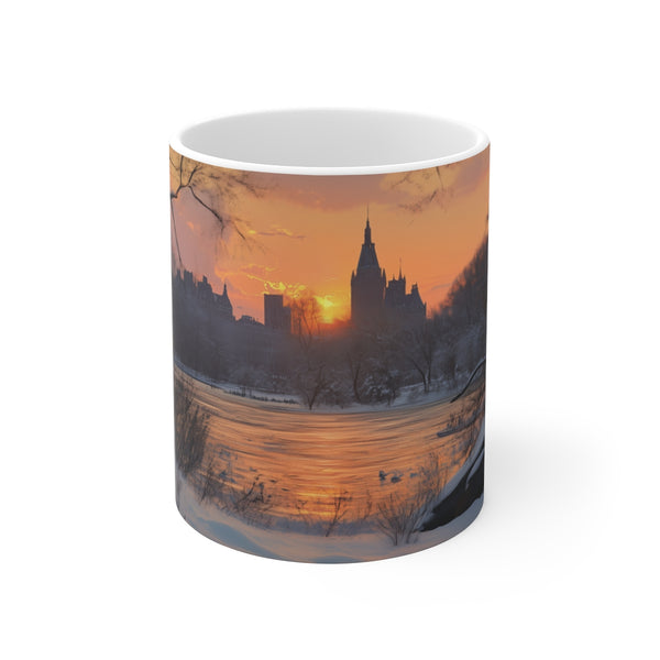 "Central Park Snow Sunset Mug"