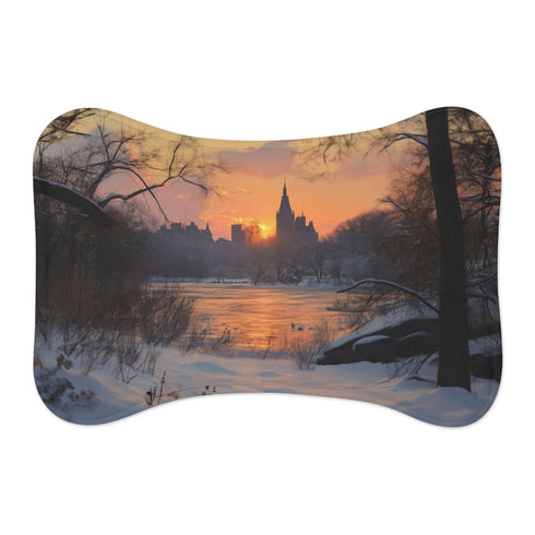 Central Park Snow Sunset Pet Mat