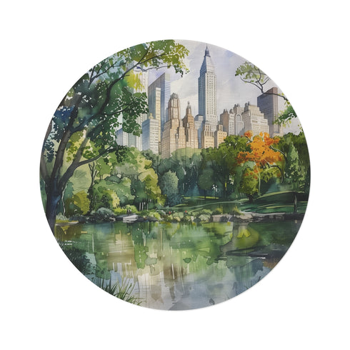 Central Park Watercolor Round Rug