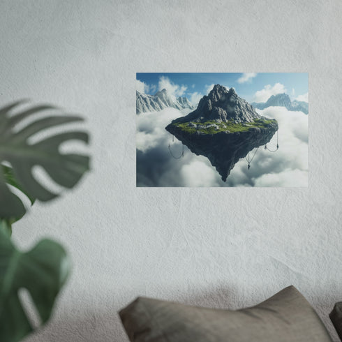 Chained Floating Island Mountain Poster