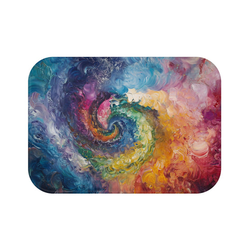 "Chaos Burst Bath Mat: Vibrant Swirls of Color for a Kaleidoscopic Experience"