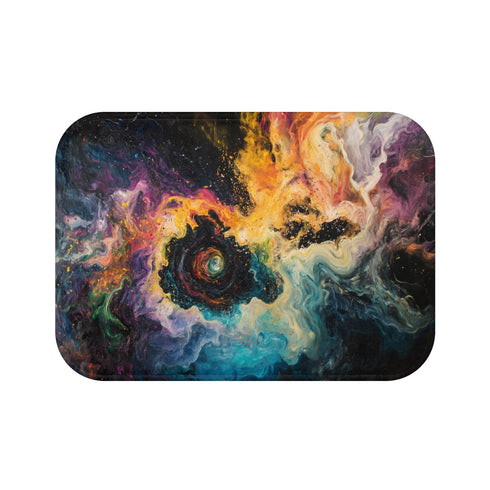 "Chaos Swirl Bath Mat: Dive in to a Colorful Vortex"