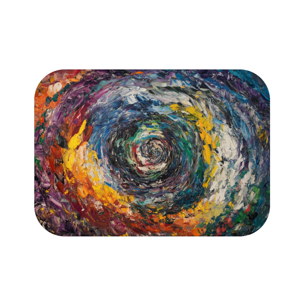 "Chaos Swirl Bath Mat: Dive into a Colorful Vortex"