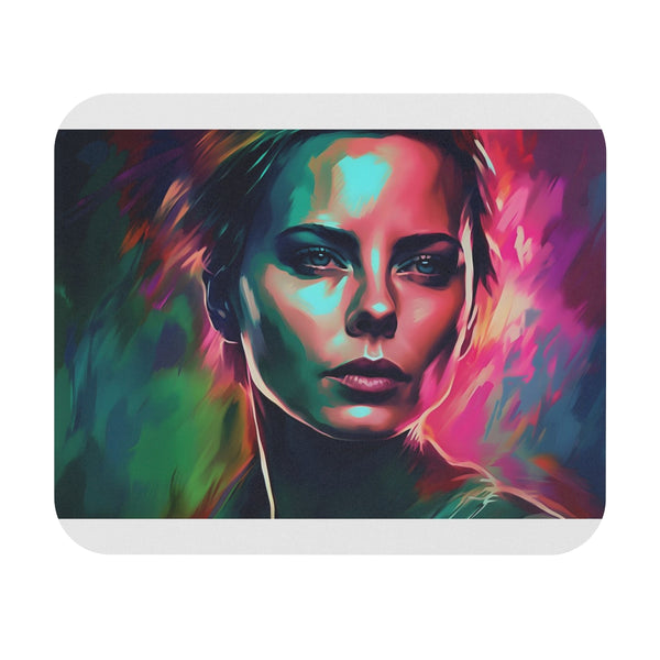 Charlize Theron Neon Watercolor Mouse Pad