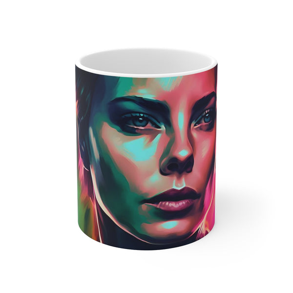 "Charlize Theron Watercolor Neon Mug"