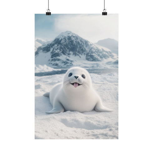 "Charming Baby Harp Seal Portrait"