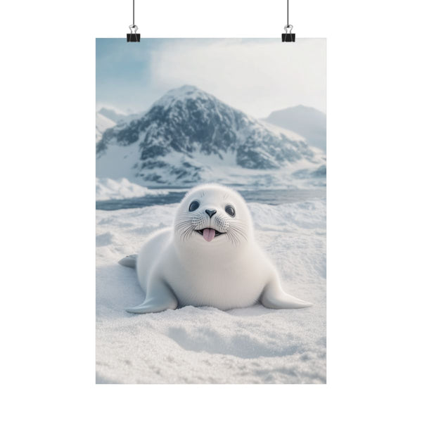 "Charming Baby Harp Seal Portrait"