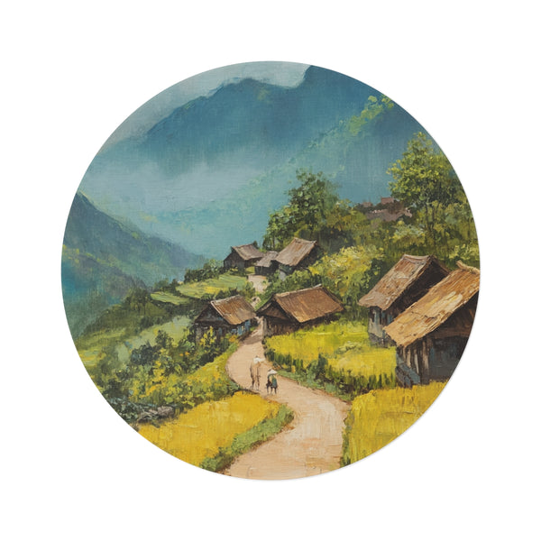 "Charming Sapa Countryside Round Rug"