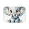 "Cheerful Elephant Watercolor Bath Mat"