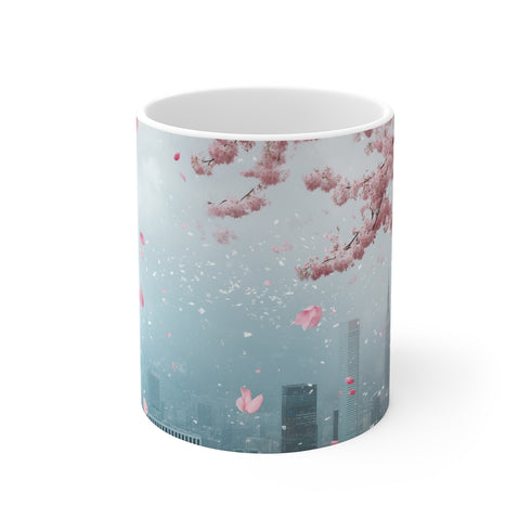 Cherry Blossom City Skyline Mug