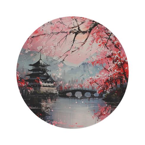 "Cherry Blossom Joy Round Rug"