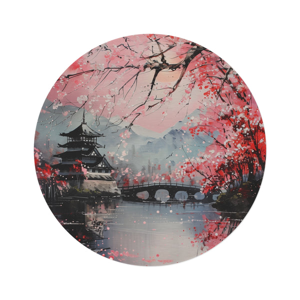 "Cherry Blossom Joy Round Rug"