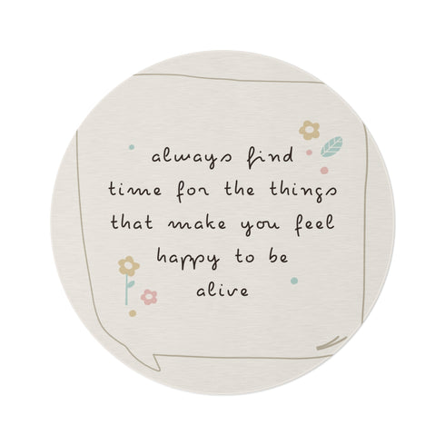"Chic Beige Motivational Round Rug"