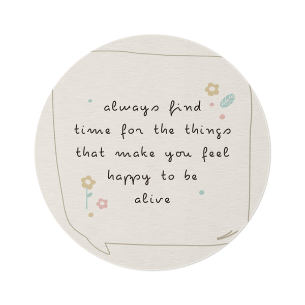 "Chic Beige Motivational Round Rug"
