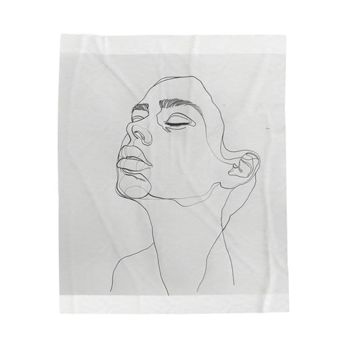 "Chic Line Art Face Blanket"