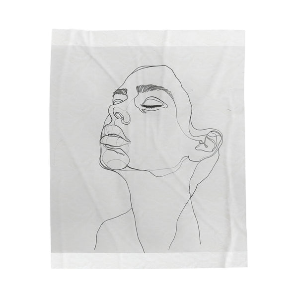 "Chic Line Art Face Blanket"