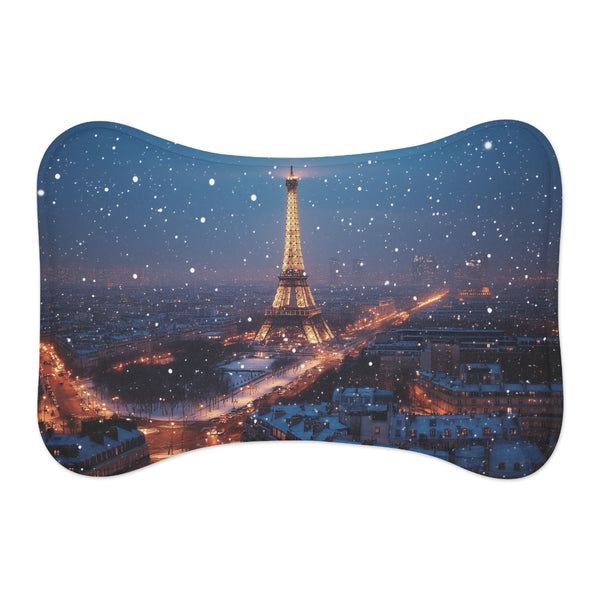 "Chic Parisian Snow Night Pet Mat"