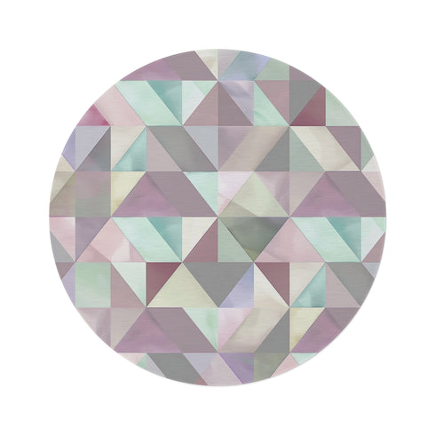 "Chic Pastel Geometric Round Rug"