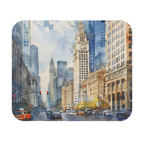 Chicago City Watercolor Mouse Pad