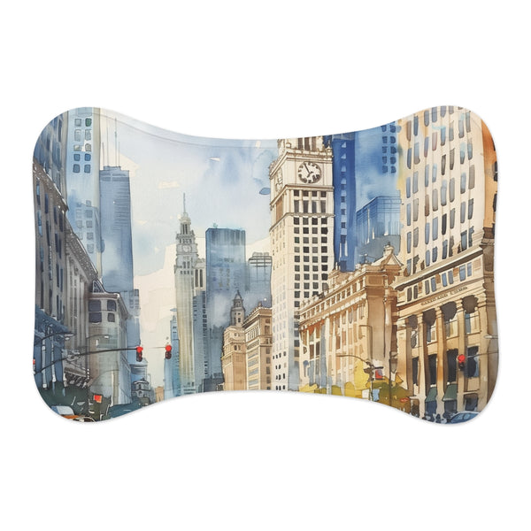 "Chicago City Watercolor Pet Mat"