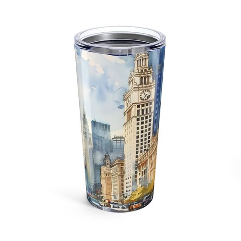 Chicago Cityscape Watercolor Bottle
