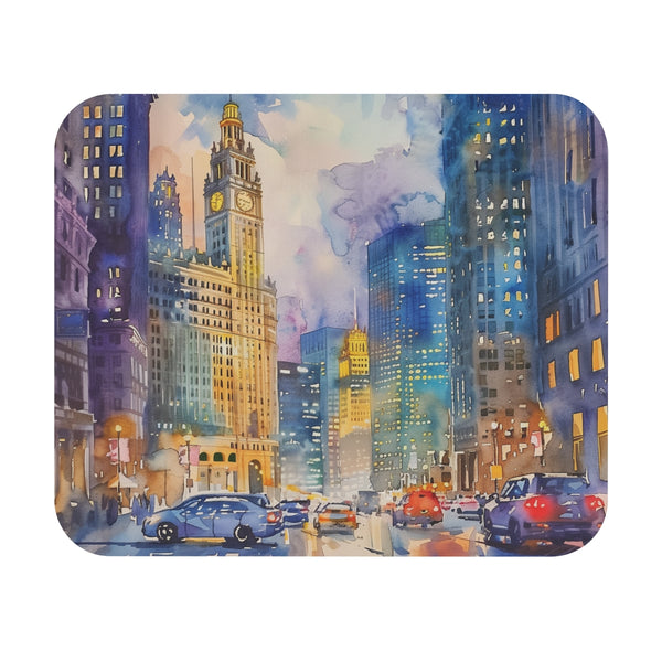 Chicago Skyline Watercolor Mouse Pad